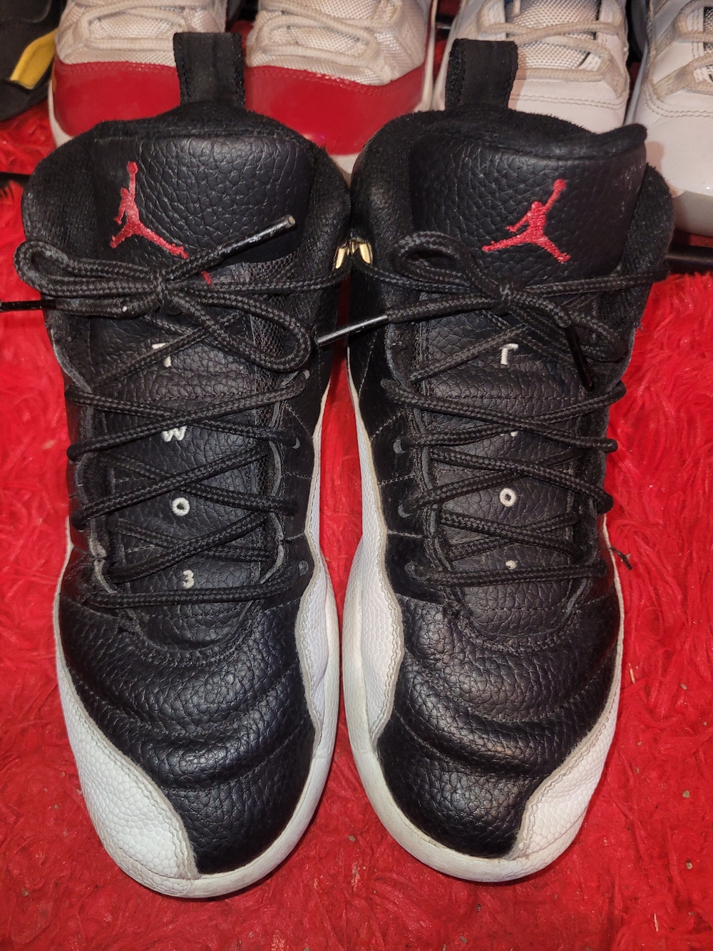 Jordan Black/White with Red Jumpman Retro Basketball Sneakers